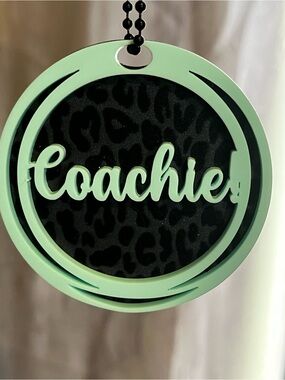 Custom Charm in Mint Green on Black Leopard